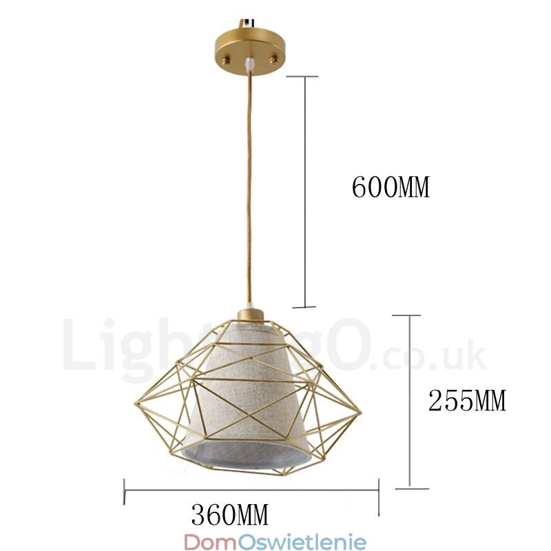 1-punktowa lampa wisząca w stylu retro vintage z czarnego żelaza z abażurami z tkaniny