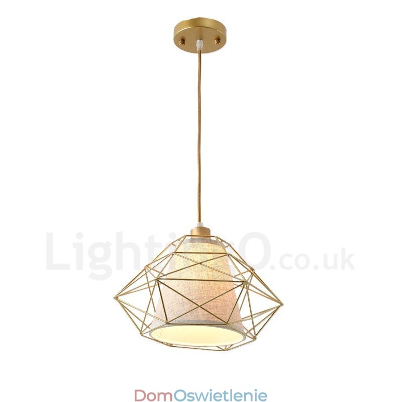 1-punktowa lampa wisząca w stylu retro vintage z czarnego żelaza z abażurami z tkaniny