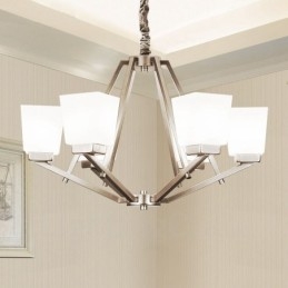 6 świateł chromowana lampa wisząca do wnętrz nowoczesny żyrandol oświetlenie domowe wiszące lampy oprawy z kloszami szklanymi