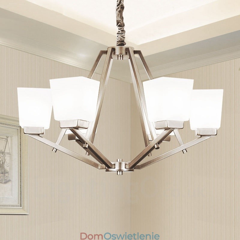 6 świateł chromowana lampa wisząca do wnętrz nowoczesny żyrandol oświetlenie domowe wiszące lampy oprawy z kloszami szklanymi