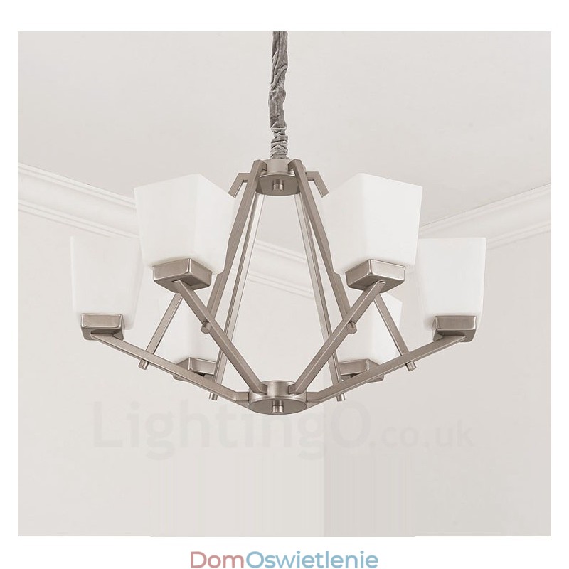 6 świateł chromowana lampa wisząca do wnętrz nowoczesny żyrandol oświetlenie domowe wiszące lampy oprawy z kloszami szklanymi
