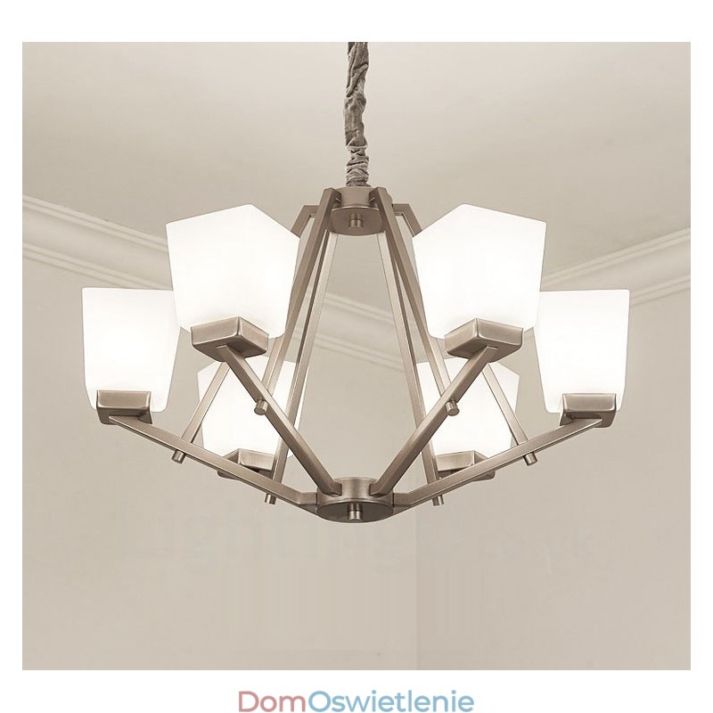 6 świateł chromowana lampa wisząca do wnętrz nowoczesny żyrandol oświetlenie domowe wiszące lampy oprawy z kloszami szklanymi