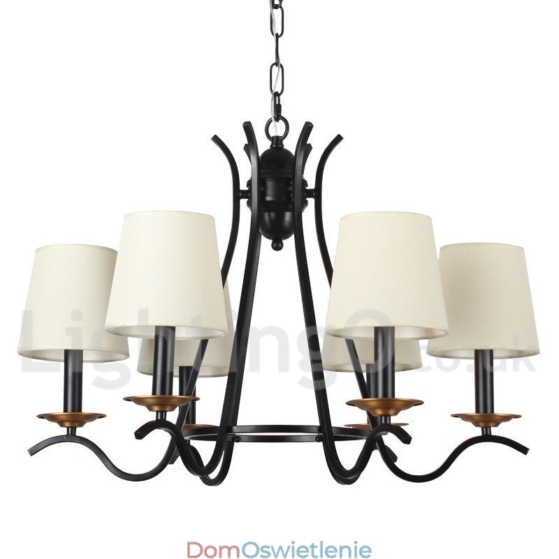 6-światłowy czarny retro nowoczesny żyrandol w stylu świecy