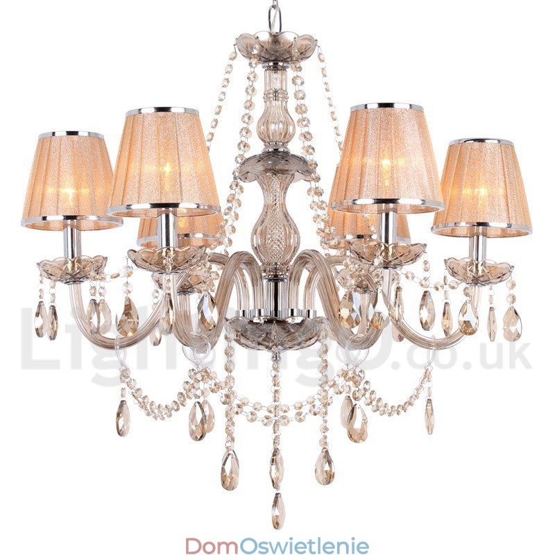6-światłowy żyrandol w kształcie świecy kryształowej K9