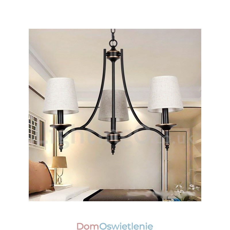 3-punktowy rustykalny retro czarny współczesny żyrandol w stylu świecy