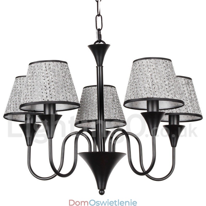 5-cio świetlny rustykalny nowoczesny współczesny retro czarny żyrandol w stylu świecy
