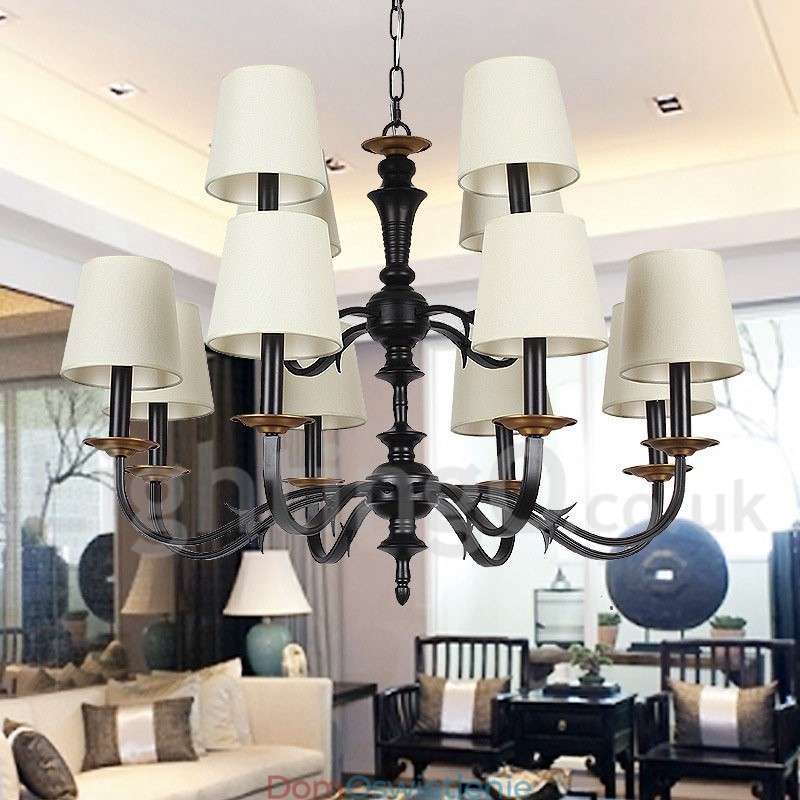 12-punktowy rustykalny żyrandol w stylu retro ze świecami