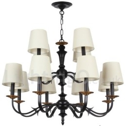 12-punktowy rustykalny żyrandol w stylu retro ze świecami