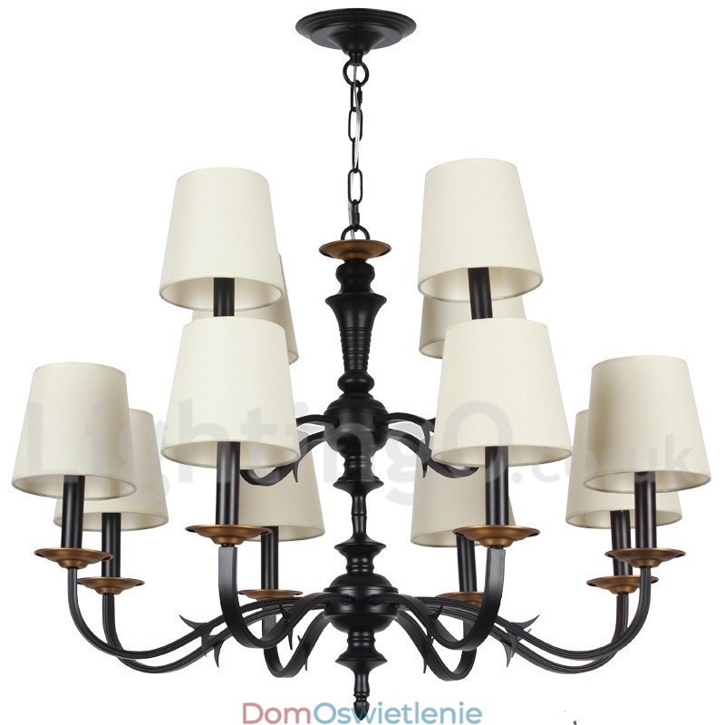 12-punktowy rustykalny żyrandol w stylu retro ze świecami