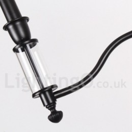 5-światłowy czarny 2-poziomowy duży żyrandol w stylu retro, współczesny, w stylu świecy