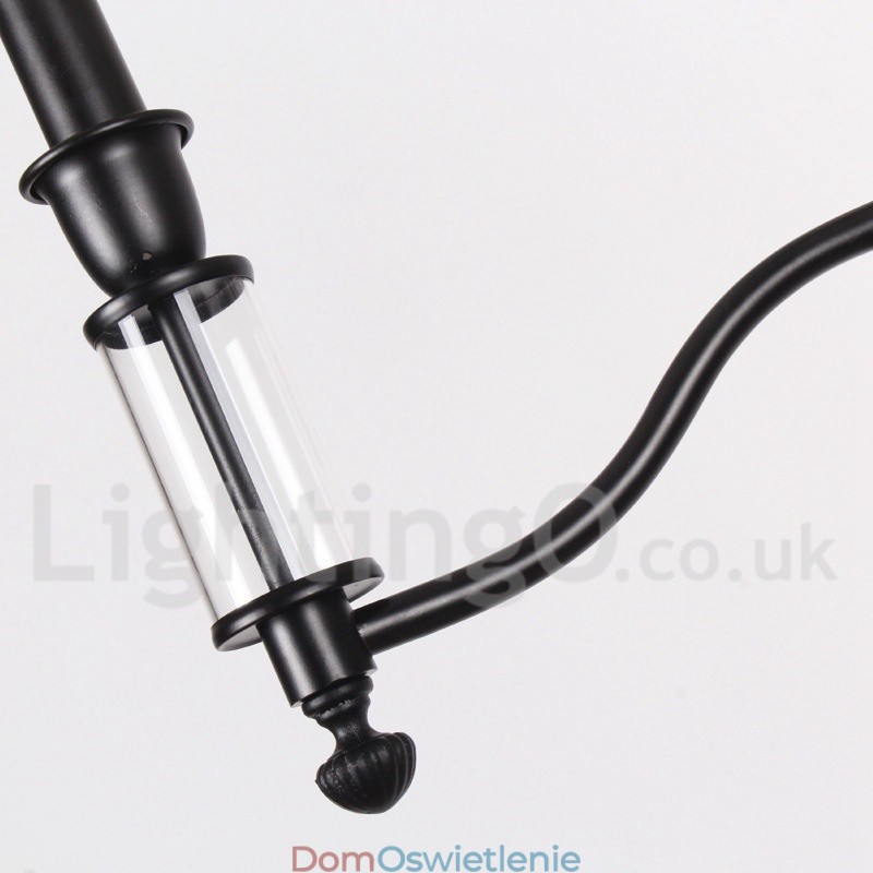 5-światłowy czarny 2-poziomowy duży żyrandol w stylu retro, współczesny, w stylu świecy