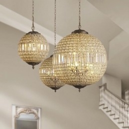 Globe Modern K9 Kryształowa lampa sufitowa wisząca do wnętrz Żyrandol bębnowy Lampy oświetleniowe Osprzęt