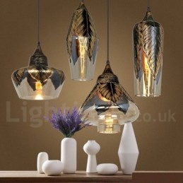 Europejska lampa wisząca w stylu retro ze szkła, lampa wisząca w salonie