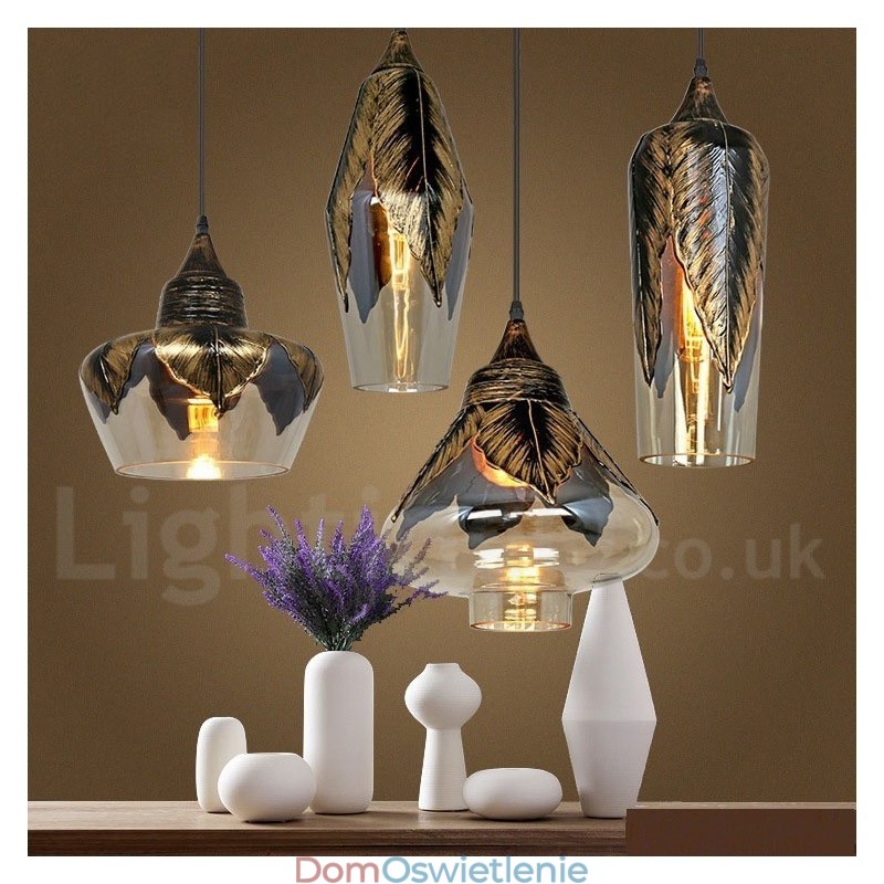 Europejska lampa wisząca w stylu retro ze szkła, lampa wisząca w salonie
