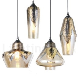 Europejska lampa wisząca w stylu retro ze szkła, lampa wisząca w salonie