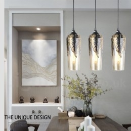 Europejska lampa wisząca w stylu retro ze szkła, lampa wisząca w salonie