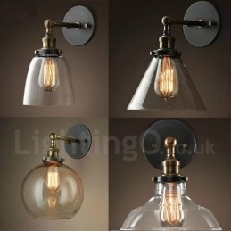 1-światłowa lampa ścienna do sypialni Rustic Lodge z kloszem szklanym