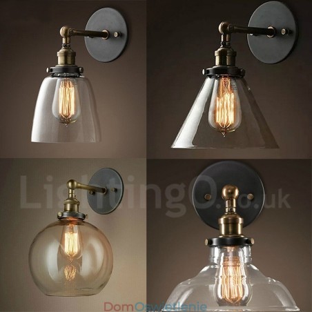 1-światłowa lampa ścienna do sypialni Rustic Lodge z kloszem szklanym 1-światłowa lampa ścienna do sypialni Rustic Lodge z kloszem szklanym