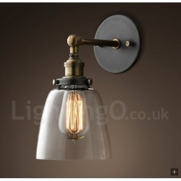 1-światłowa lampa ścienna do sypialni Rustic Lodge z kloszem szklanym