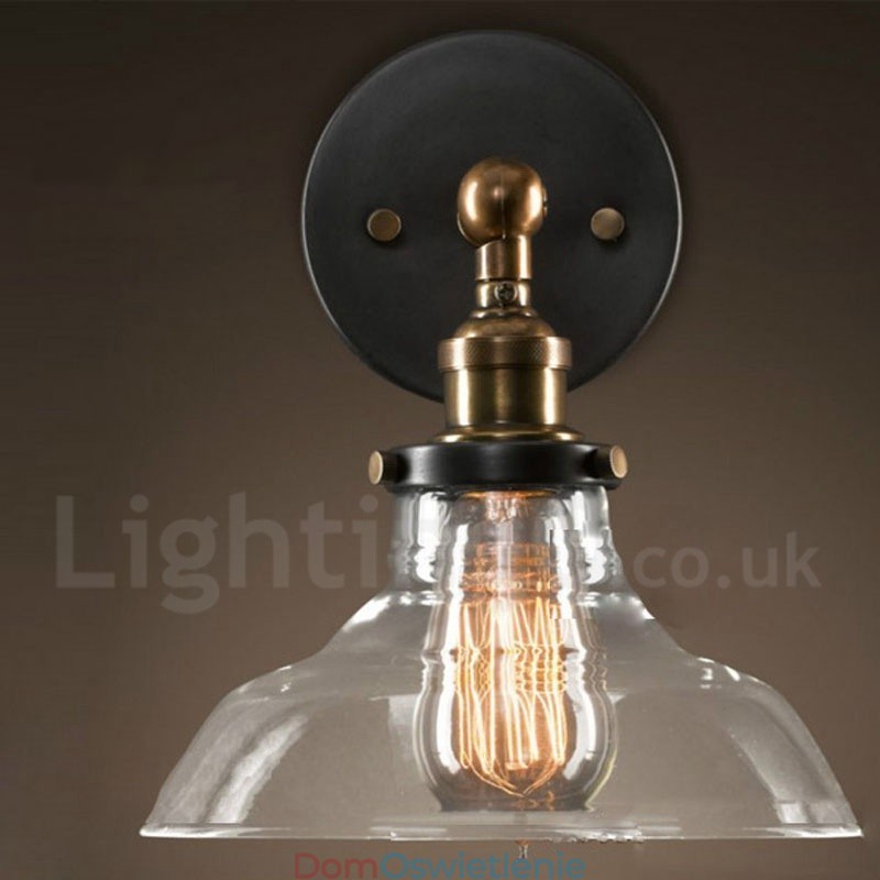 1-światłowa lampa ścienna do sypialni Rustic Lodge z kloszem szklanym