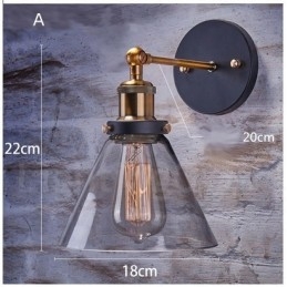 1-światłowa lampa ścienna do sypialni Rustic Lodge z kloszem szklanym