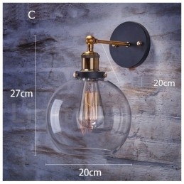 1-światłowa lampa ścienna do sypialni Rustic Lodge z kloszem szklanym