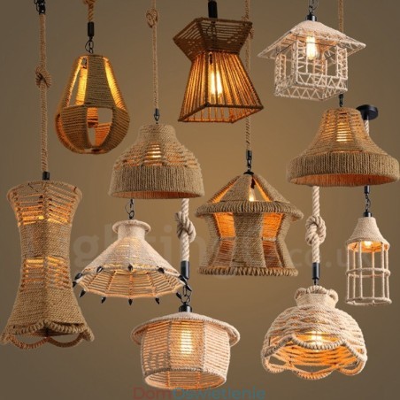1 Światło Rustykalna Lampa Wisząca Cafe Lodge Hemp Rope Lampa Wisząca 1 Światło Rustykalna Lampa Wisząca Cafe Lodge Hemp Rope Lampa Wisząca