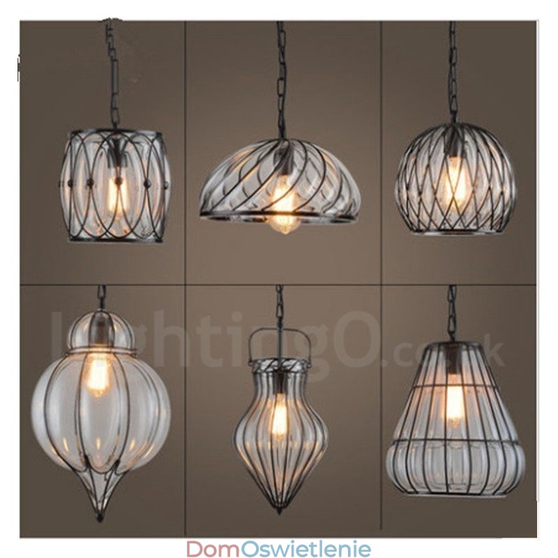 1 Światło Vintage Cafe Glass Pendant Light Loft Pendant Lamp