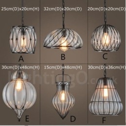 1 Światło Vintage Cafe Glass Pendant Light Loft Pendant Lamp