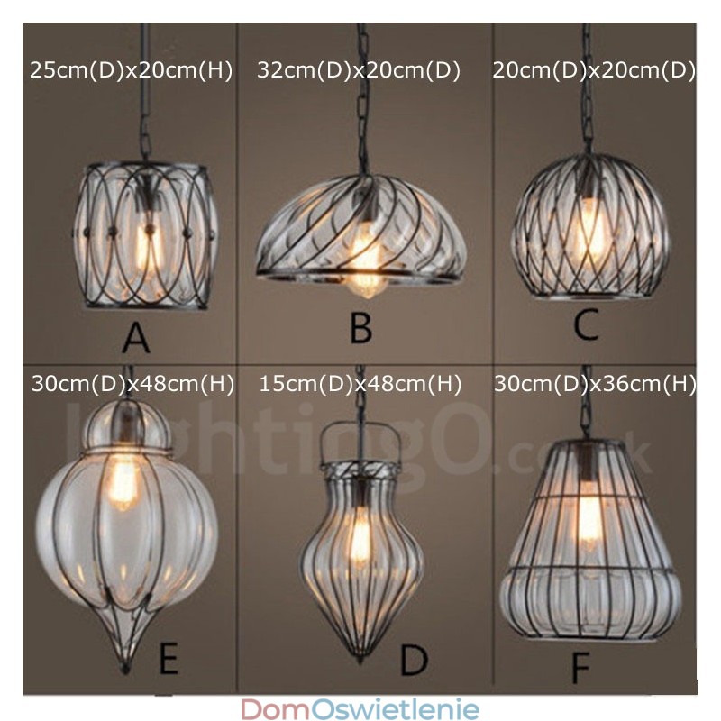 1 Światło Vintage Cafe Glass Pendant Light Loft Pendant Lamp