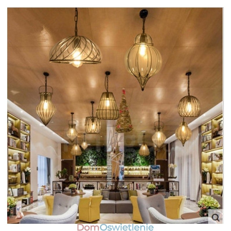 1 Światło Vintage Cafe Glass Pendant Light Loft Pendant Lamp