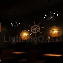 1 Światło Vintage Nowoczesny Współczesny Klosz Szklany Koszykówka Wisząca Lampa