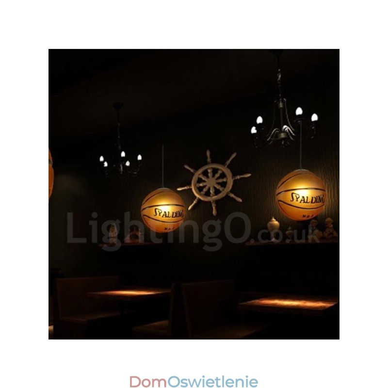 1 Światło Vintage Nowoczesny Współczesny Klosz Szklany Koszykówka Wisząca Lampa