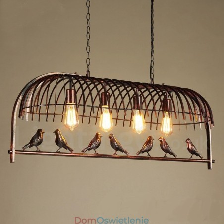 4-punktowa lampa wisząca Rustic Lodge Retro Birdcage z kloszem ze stali 4-punktowa lampa wisząca Rustic Lodge Retro Birdcage z kloszem ze stali