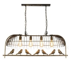 4-punktowa lampa wisząca Rustic Lodge Retro Birdcage z kloszem ze stali