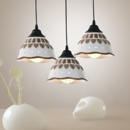 1-punktowa nowoczesna lampa wisząca z ceramicznym kloszem