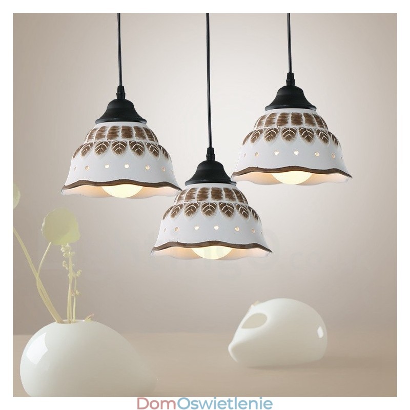 1-punktowa nowoczesna lampa wisząca z ceramicznym kloszem