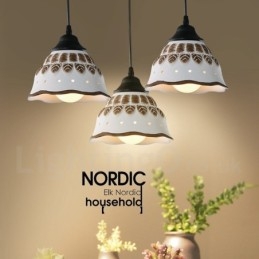 1-punktowa nowoczesna lampa wisząca z ceramicznym kloszem