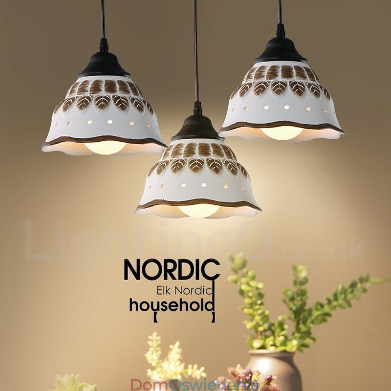 1-punktowa nowoczesna lampa wisząca z ceramicznym kloszem