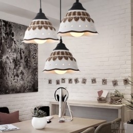 1-punktowa nowoczesna lampa wisząca z ceramicznym kloszem