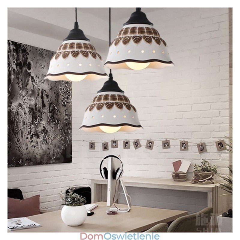 1-punktowa nowoczesna lampa wisząca z ceramicznym kloszem