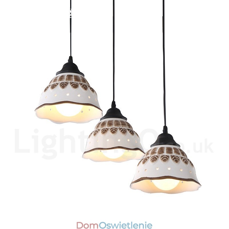 1-punktowa nowoczesna lampa wisząca z ceramicznym kloszem