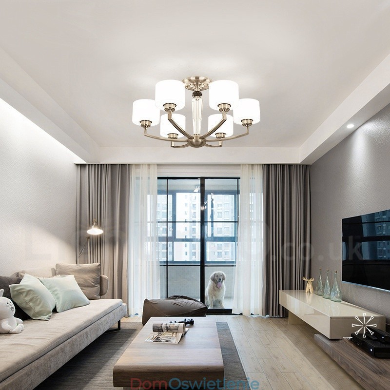 6-punktowy nowoczesny żyrandol z kloszem szklanym