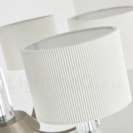6-punktowy nowoczesny kryształowy żyrandol z abażurem materiałowym