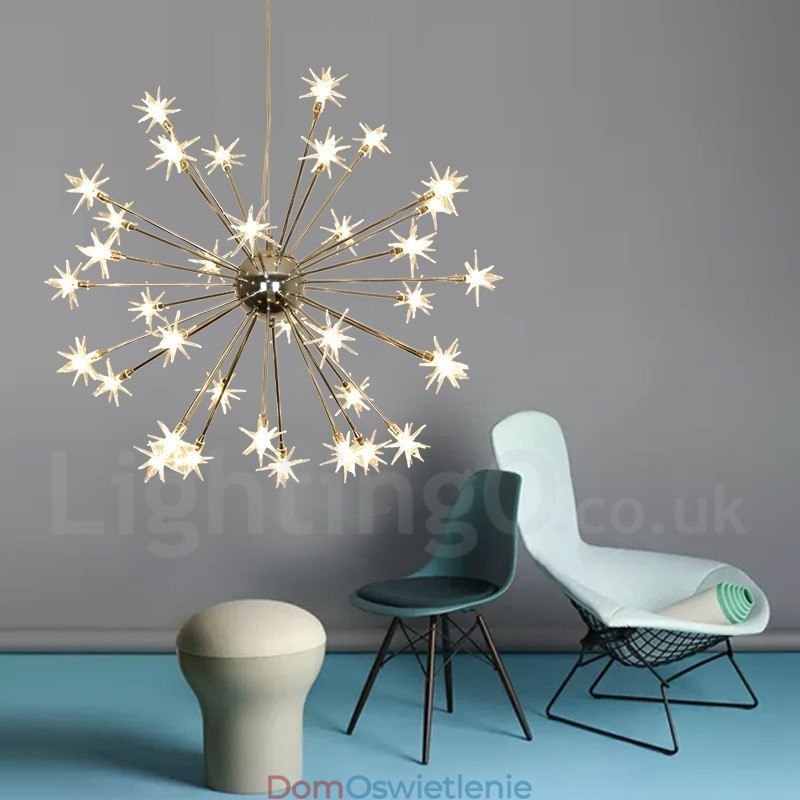 32-punktowa nowoczesna lampa wisząca ze stali z kloszem szklanym