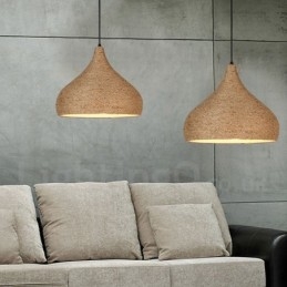 1-punktowa lampa wisząca z konopnej liny w stylu retro rustykalnym z kloszem z konopnej liny