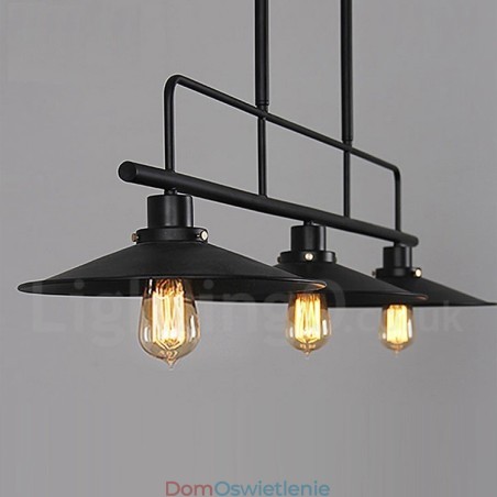 3-punktowa lampa wisząca w stylu retro rustykalnym ze stali z kloszem ze stali 3-punktowa lampa wisząca w stylu retro rustykalnym ze stali z kloszem ze stali