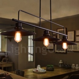 3-punktowa lampa wisząca w stylu retro rustykalnym ze stali z kloszem ze stali