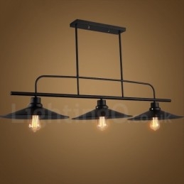 3-punktowa lampa wisząca w stylu retro rustykalnym ze stali z kloszem ze stali