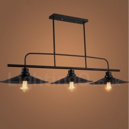 3-punktowa lampa wisząca w stylu retro rustykalnym ze stali z kloszem ze stali